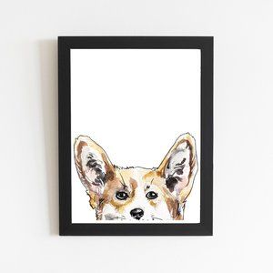 Corgi Pembroke Welsh Dog Art Print, Cute Puppy Wall Art, Pet Portrait Print Room